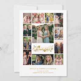 Convite Botanical Elegant 12 Photos Time Life Graduates