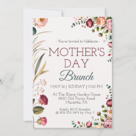 Convite Botanical Floral Mothers Day Brunch Invitation