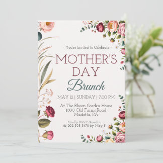 Convite Botanical Floral Mothers Day Brunch Invitation