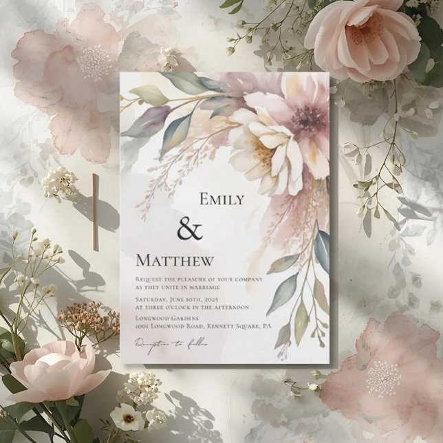 Convite Botanical Floral Wedding Invitation (Criador carregado)