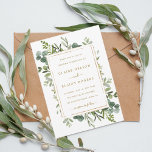 Convite Botanical Gold Greenery Wedding<br><div class="desc">This wedding invitation features painted watercolor eucalyptus greenery,  green leaves and a faux gold rectangular frame. For more advanced customization of this design,  Please click the "Customize further" link.  Matching items are also available.</div>
