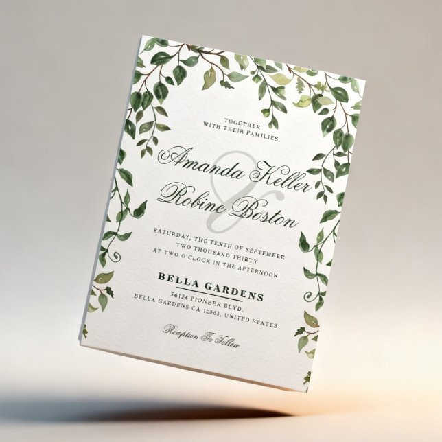 Convite Botanical Greenery Wedding Invitation (Criador carregado)