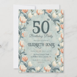Convite Botanical Inspired Tulip Themed Custom Birthday