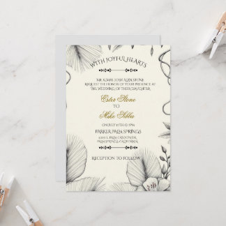Convite Botanical line art Wedding Invitation 