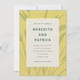 Convite Botanical Sketch Citrus Gold Wedding Invitation