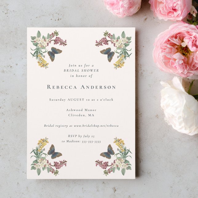 Convite Botanical Vintage Flowers Garden Bridal Shower (Criador carregado)