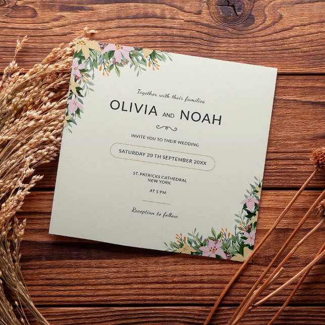Convite Botanical wedding invitation - boho and rustic (Criador carregado)