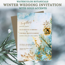 Botânicas em Aquarela Casamento de Inverno Acentos