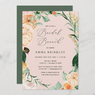 Convite Botânico Boho Floral Blush Pink Bridal Brunch