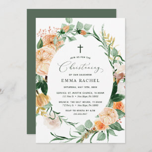 Convite Botânico Boho Greenery Christening Personalizado