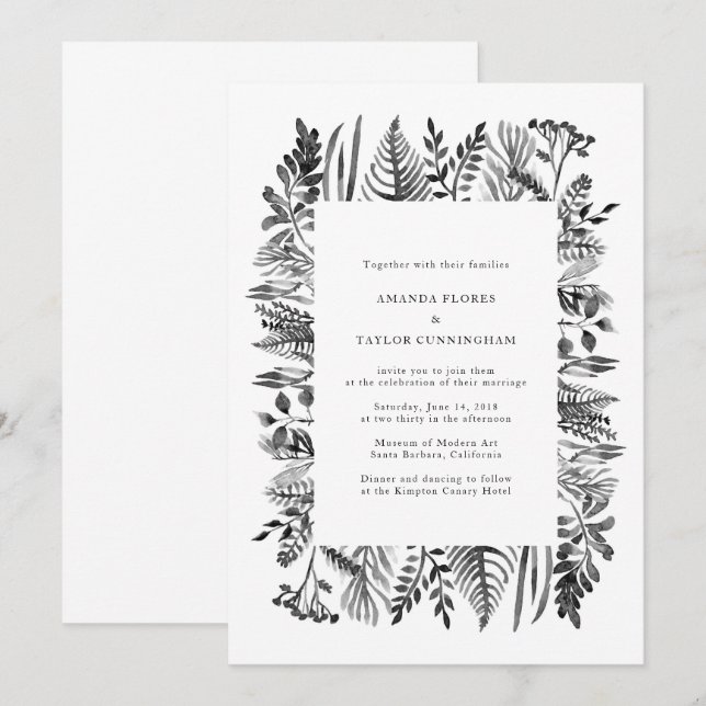 Convite Botânico De Aquarela (Frente/Verso)