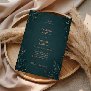 Convite Botânico Escuro Elegante Luxuoso