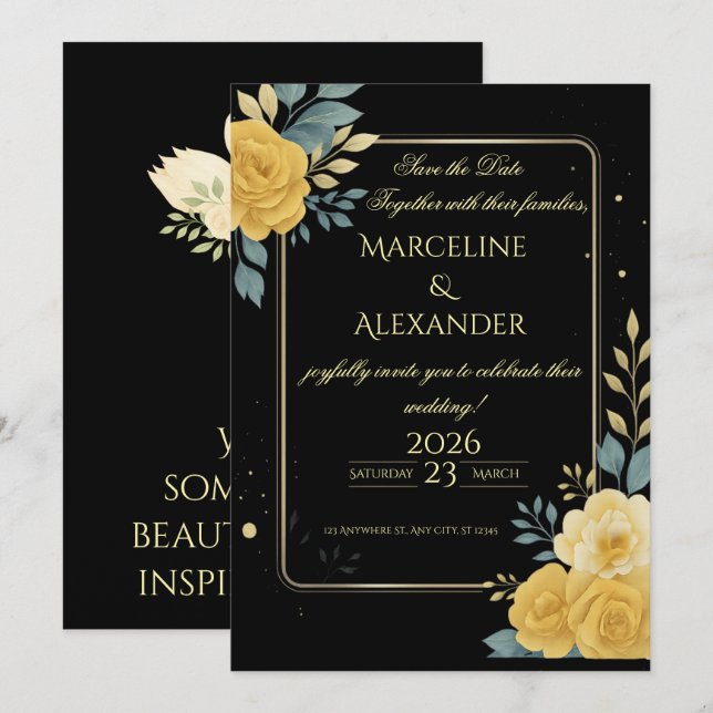 Convite Botânico Esmeralda & Marfim Personalizado (Frente/Verso)