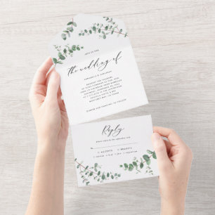 Convite botânico Eucalyptus de Casamento Orçamenta
