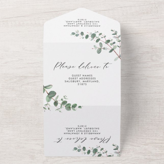 Convite botânico Eucalyptus de Casamento Orçamenta (Externo)