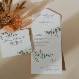Convite botânico Eucalyptus de casamento + rsvp