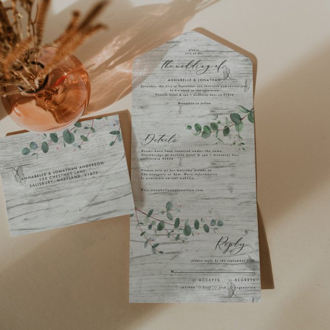 Convite botânico Eucalyptus de casamento + rsvp (Criador carregado)