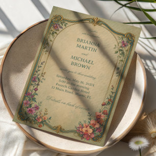 Convite Botânico Floral Elegante Vintage