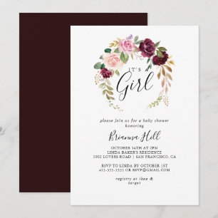 Convite Botânico Floral Russo É Chá de fraldas de Garot