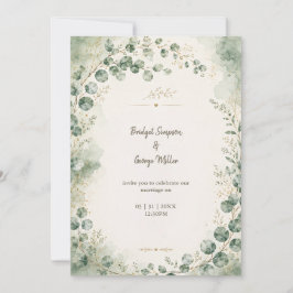 Convite Botânicos de Noiva de Eucalipto Sage Elegantes