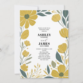 Convite Botão Amarelo Festa de noivado Floral Moderna