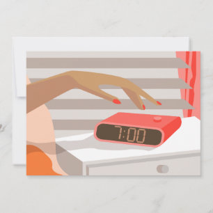 Convite Botão de snooze do despertador da mão das mulheres