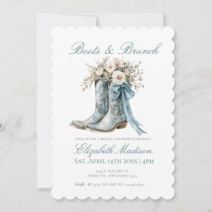 Convite Botas Azul Poeira e Brunch Chá de Noiva 