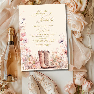 Convite Botas & Bubbly Floral Cowgirl Chá de Noiva