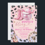 Convite Botas cor-de-rosa com brilho e 20 de aniversário<br><div class="desc">Boot Western Invitation. Aniversário Russo 30 Ocidental da Cowgirl. Saddle,  botas,  aniversário de chic,  aniversário de vaquinha russa. 30 da Rússia Ocidental,  40º Aniversário da Cowgirl. 21rua,  30,  40º,  50º aniversário. Aniversário de campo.</div>