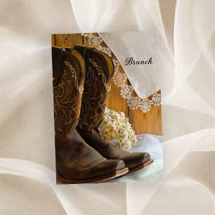 Convite Botas Country Cowboy e Brunch de Lace Pós-Casament