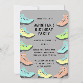 Convite Botas de caminhada coloridas pastel personalizadas