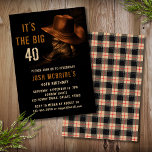 Convite Botas de Chapéu e Couro aniversário de 40 anos Rus<br><div class="desc">Esta design apresenta um par de botas de cowboy de couro com o chapéu e as informações personalizadas do convite de festas de aniversário de 40 anos abaixo. Personalize editando o texto ou exclua o texto nas caixas de texto #partimento #convites #convida #40° aniversário #aniversario #40th #partyCalls #personalizedCalls</div>