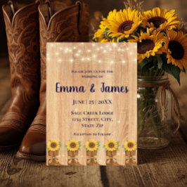 Convite Botas de Cowboy de Girassol Rústico Casamento em M