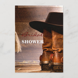 Convite botas de cowboy de madeira castanha do oeste
