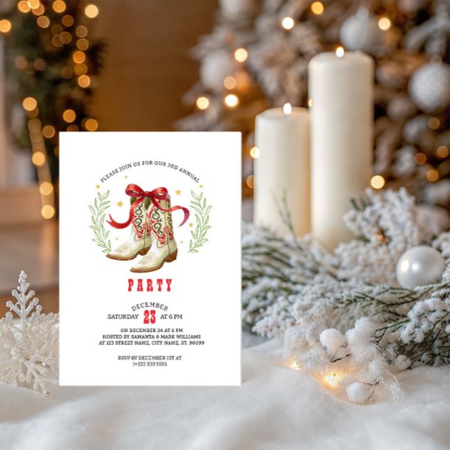 Convite Botas de Cowboy de Natal Ocidental (Criador carregado)