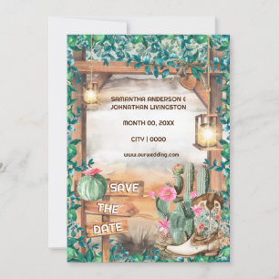 Convite Botas de cowboy do cacto ocidental luzes aquáticas