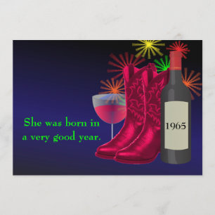 Convite Botas de Cowboy e Vinho de Aniversário da Festa We