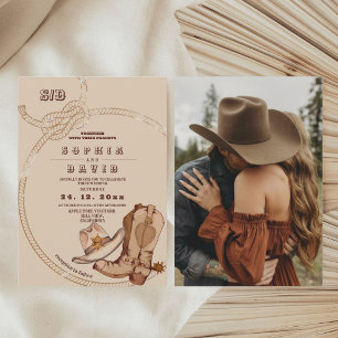 Convite Botas de Cowboy Ocidentais Casamento