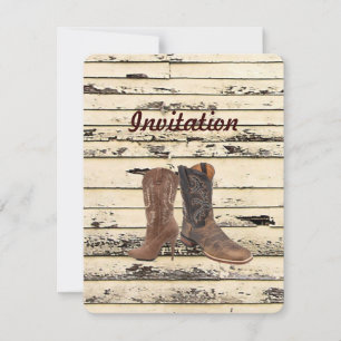 Convite Botas de Cowboy Rústicas Casamento Country Western