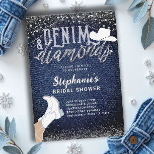 Convite Botas de Cowgirl Denim Diamonds Chuveiro de Noiva 