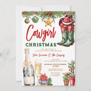 Convite Botas de Cowgirl e Festa de Natal Western com Vinh