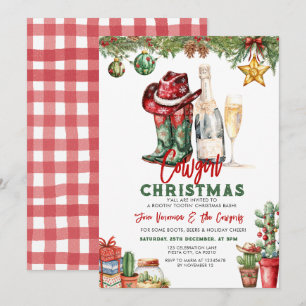 Convite Botas de Festa de Natal de Cowgirl Ocidental