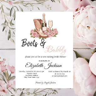 Convite Botas de Vinho Floral Boots & Bubbly Chá de Noiva