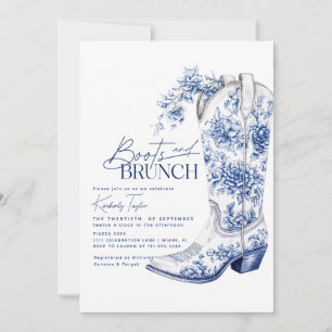Convite Botas e Brunch Blue Chinoiserie Chá de Noiva