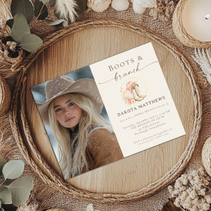 Convite Botas e Brunch Western Floral Chá de Noiva