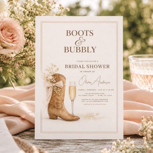 Convite Botas e Espumante Arco Floral Chá de Noiva (Criador carregado)
