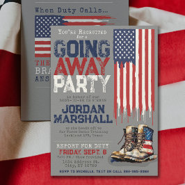 Convite Botas Militares Bandeira CINZA Festa de Despedida