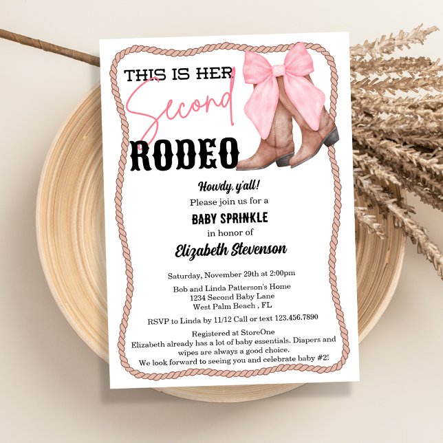 Convite Botas Ocidentais com Laço Rosa Rodeio Segunda Chuv (Criador carregado)