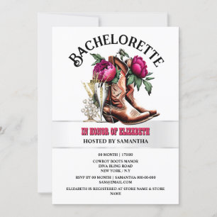 Convite Botas ocidentais magenta marrom-bolinhas