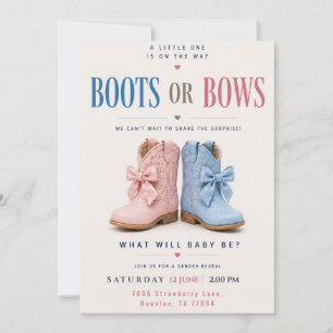 Convite Botas ou Arcos Revelação de Gênero Rosa ou Azul